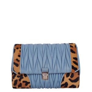 Bolsa Miu Miu Azul c Detalhes em Animal Print