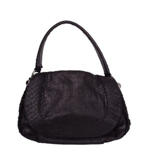 Bolsa Versace Preta em Couro Exótico