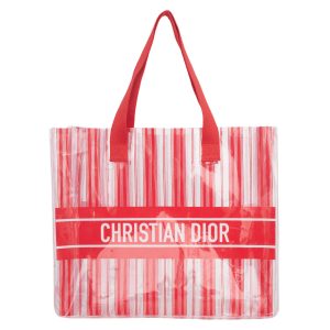 Bolsa Christian Dior Dioriviera Transparente com Listras Vermelhas