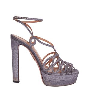 Sandália Aquazzura Moroe 130 Prata Tam 345 Br