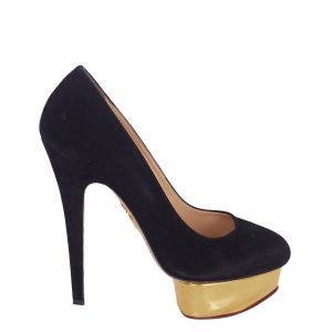 Scarpin Charlotte Olympia Preto com Dourado Tam 35 Br
