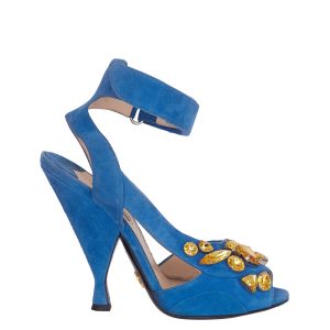 Sandália Prada Azul com Pedrarias Tam 38 Br