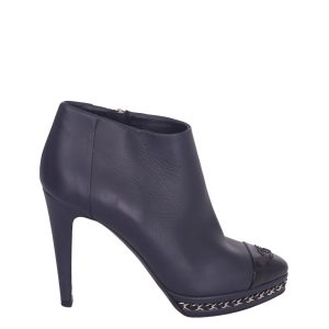 Bota Chanel Couro Azul Marinho TAM 345 BR