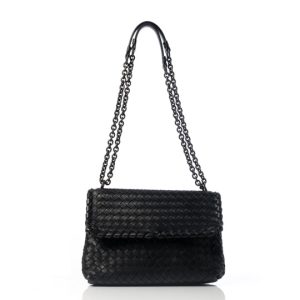 Bolsa Bottega Veneta Intreciatto Preta c Aba Flap