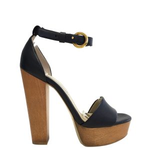 Sandália Stella McCartney Preta e Madeira Tam 375