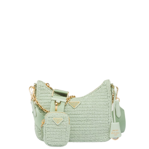 Bolsa Prada ReEdition 2005 Raffia Verde Água