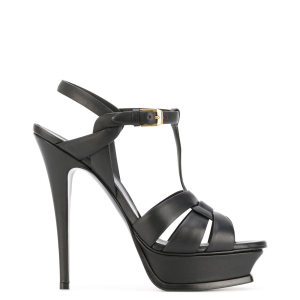 Sandália Saint Laurent Tribute Preta Tam 365 Br