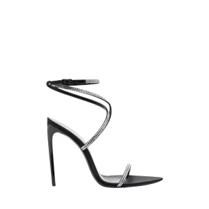 Sandália Saint Laurent Georgina com Strass Preta Tam 37 Br