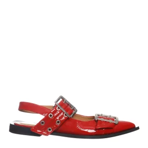 Sapatilha Ganni Wide Welt com Fivela Vermelha