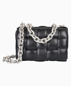 Bolsa Bottega Veneta Cassette Chain Preta