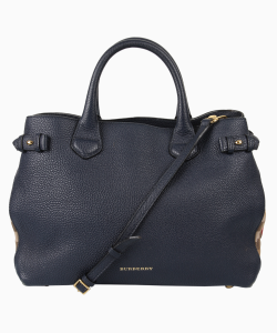 Bolsa Burberry Banner Medium House Check Azul Marinho