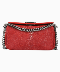 Bolsa Chanel Boy Galuchat Stingray Mini Vermelha