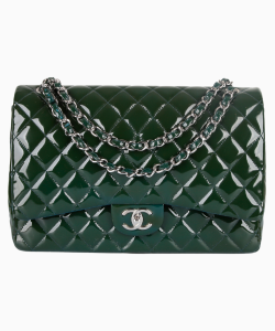 Bolsa Chanel Double Flap Maxi Verniz Verde