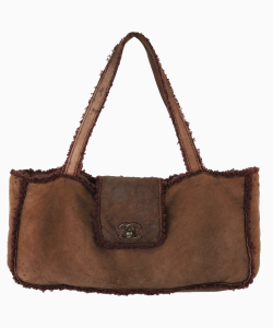 Bolsa Chanel Tote Vintage Suede Marrom