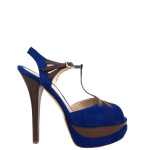 Sandália Fendi Azul e Marrom Tam 38