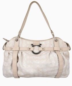 Bolsa Ferragamo Gancini Canvas Monograma Off White