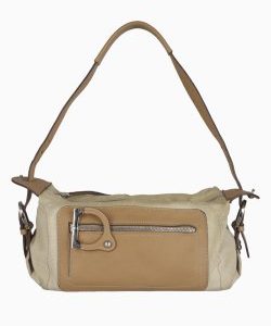 Bolsa Ferragamo Vintage Gancini Couro e Canvas Bege