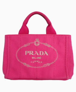 Bolsa Prada Canapa Logo Print Small Tote Pink