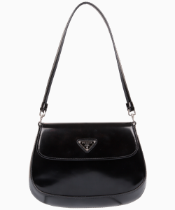Bolsa Prada Cleo Flap Couro Escovado Preta