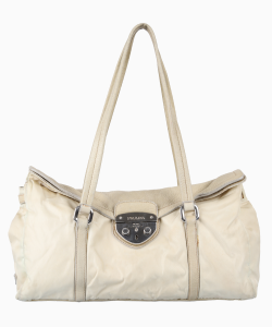Bolsa Prada Sound Lock Tessuto Bege