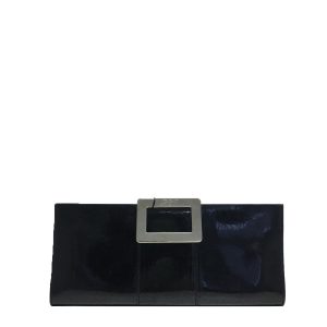 Clutch Roger Vivier Verniz Preto Pequena