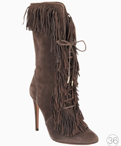 Bota Aquazzura Fringe Camurça Marrom