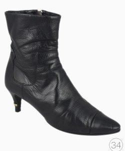 Bota Chanel Leather Ankle Preta