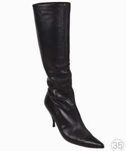 Bota Fendi Couro Cano Alto Preta