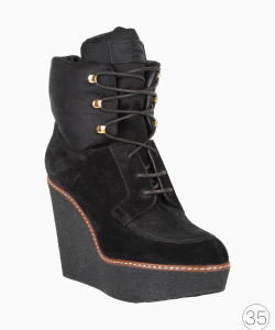 Bota Louis Vuitton Puffer Wedge Camurça Preta