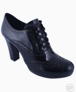Bota Prada Ankle Brogue Couro Preta