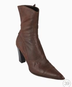 Bota Prada Western Ankle Couro Marrom