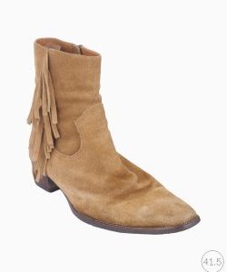 Bota Saint Laurent Franjas Camurça Caramelo