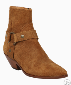 Bota Saint Laurent Western Camurça Caramelo