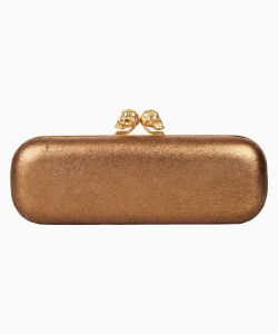 Clutch Alexander McQueen Skull Couro Dourada