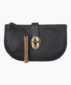 Clutch Burberry Wristlet Turnlock Couro Preta