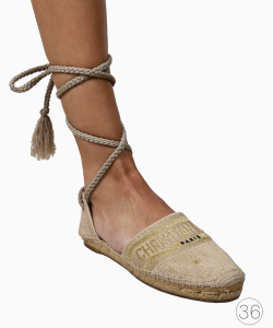 Espadrille Dior Logo Bordado Ráfia Bege
