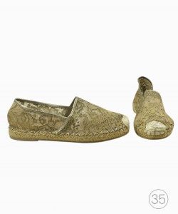 Espadrille Valentino de Renda Dourada