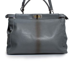 Bolsa Fendi Peekaboo azul com python interno