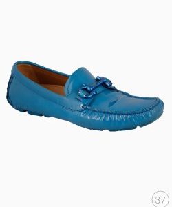 Mocassim Ferragamo Gancini Verniz Azul