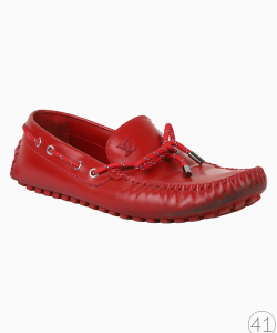 Mocassim Louis Vuitton Couro Escovado Vermelho