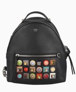 Mochila Fendi Vitello Dolce Studded Mini Preta