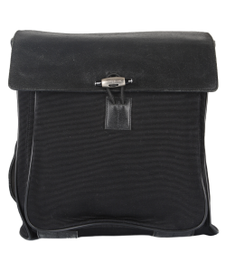 Mochila Montblanc Couro e Canvas Preta