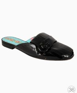Mule Gucci GG Couro Envernizado Preto
