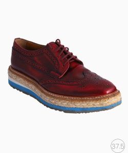 Oxford Prada Brogue Leather Platform Espadrille Bordô