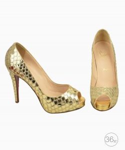 Peep Toe Christian Louboutin Dourado