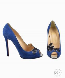 Peep Toe Christian Louboutin de Camurça Azul