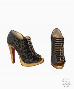 Peep Toe Louboutin Leopard Dourado