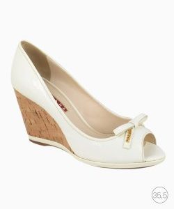 Peep Toe Prada Plataforma Off White