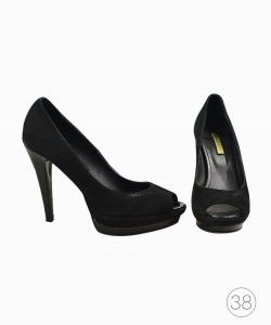 Peep Toe Versace Jeans camurça preto