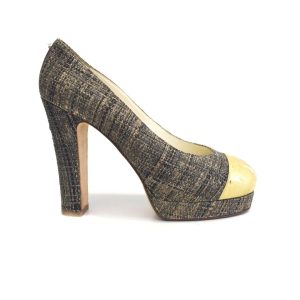 Sapato Chanel Raffia com Dourado Tam 39